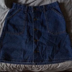 Dark wash denim skirt with buttons